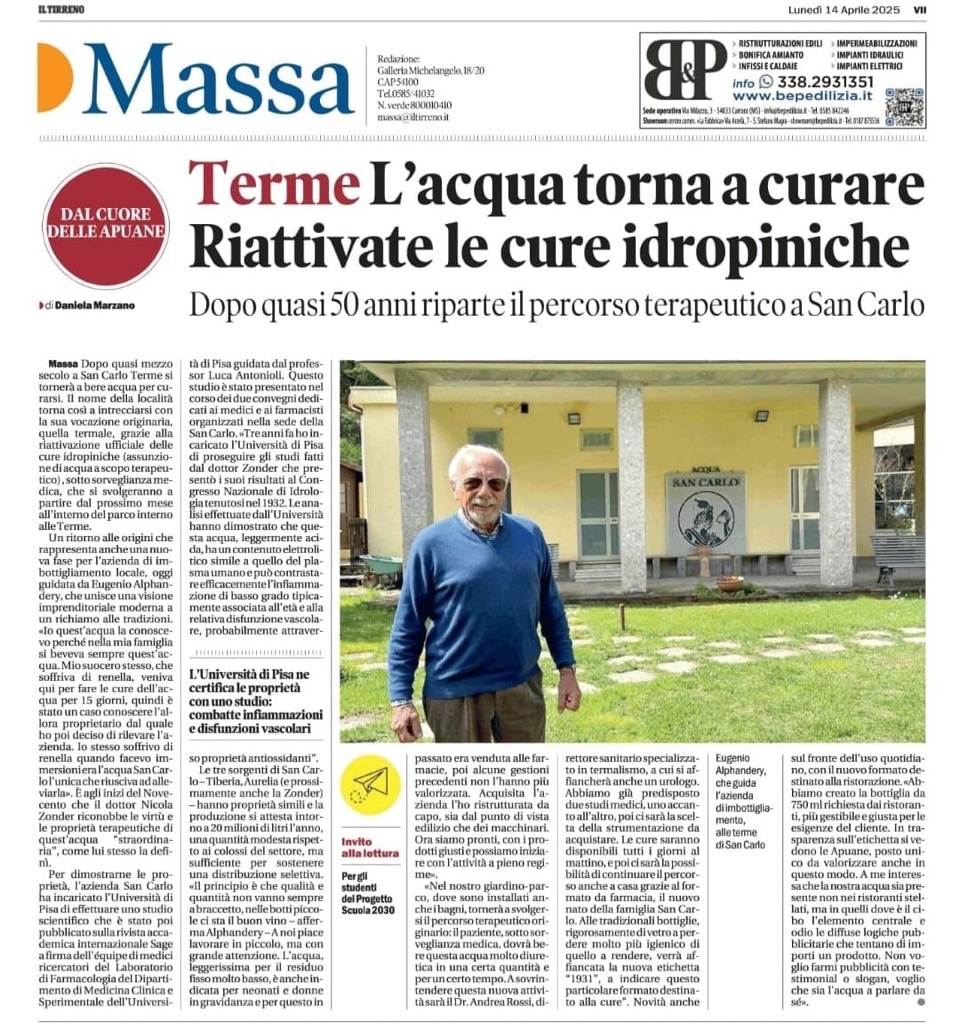 articolo L'acqua torna a curare